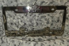 Disneyland License Plate Frame Shiny Chrome Metal Silver Tone Retired picture