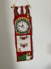 VTg Handmade 1970's Bucilla Applique Felt Sequin Card Holder grandfather clock picture