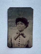 19th Century 9th Plate Tintype Portrait of African American Woman  Antique Cameo picture