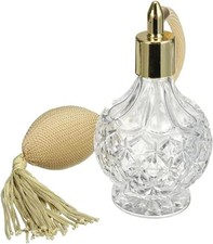 80Ml Clear Crystal Vintage Style Perfume Bottle Gold Long Spray Tassels Atomizer picture