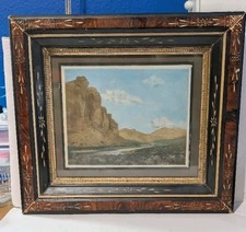 Antique Victorian Eastlake Deep Well Picture Frame Faux Tortoise Burl Ebonized picture