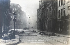 RARE WW1 GERMAN LILLE FR. STR. FIGHT BOMBED ARABIAN HORSES 1914 PHOTO POSTCARD picture