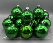 14 Vintage Rauch Mercury Glass Christmas Ornaments Solid Green Balls USA picture