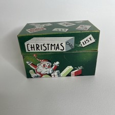 Vintage Mayfair Christmas Card List Recipe File Box Tin Litho Metal Santa picture