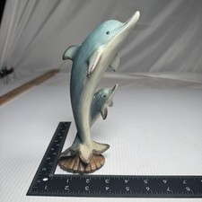 Sculpture of 2 Dolphins Swimming Resin Figurine Unbranded picture