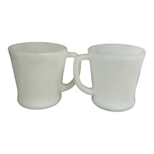 Vintage Fire King Anchor Hocking White Milk Glass D Handle Coffee Mug USA Set 2 picture