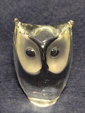 Art Glass Crystal Owl Figurine Signed picture