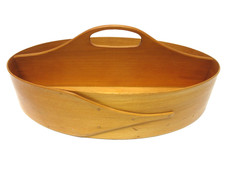 Vtg SHAKER WORKSHOPS Divided Oval Raised Handle Carrier Wood Bentwood 13 x 9.5