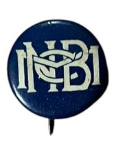 Antique c. 1910 NBMC Monogram Pinback Button David C Cook Maker Vintage .75