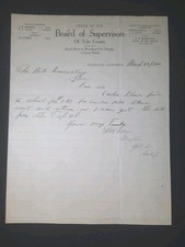 1911 Yolo County California Board of Supervisors Official Letterhead picture