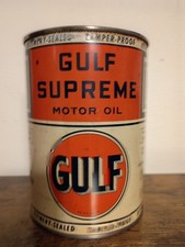 Rare Vintage Gulf Supreme Oil Can 