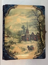 Antique Victorian Celluloid and Velvet Photo Album w/ pictures & death announcem picture