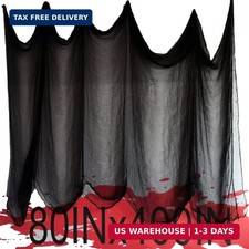 80×400 Inch Super Size Halloween Creepy Spooky Gauze Cloth Black Cheesecloth Sca picture
