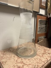 Vintage Mid Century Modern Glass Vase With Frosted Ribbed Central Band picture