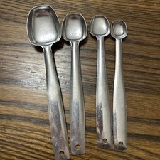 Vintage Foley LIKE Measuring Spoons Stainless Steel Nesting Set 4 Long Handel picture