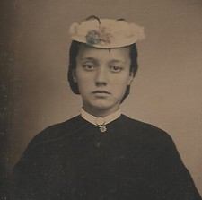 Old Vintage Antique Tintype Photo Beautiful Gorgeous Lovely Young Lady Teen Girl picture