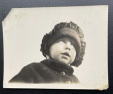 VTG 1920s 1930s Baby Infant Portrait Photo Betty Ruffled Winter Bonnet Hood Hat  picture