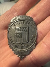 Rare 1850s-60 Inspector US Revenue Badge Obsolete Civil War Port New York Silver picture