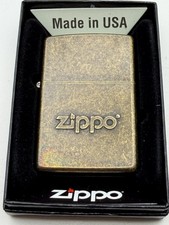 Embossed Zippo Stamp Antique Brass Zippo Lighter New 28994 picture