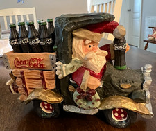 1990s Vintage resin Coca-Cola Christmas Santa truck delivery figurine. picture