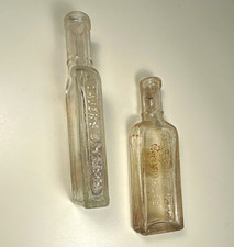 Lot of 2 Vintage Clear Glass Embossed Medicine Bottles, Bottle Type Medicine picture