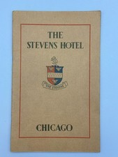 1933 STEVENS HOTEL CHICAGO Brochure PICTORIAL MAP Vintage AMERICAN AIRWAYS AD picture