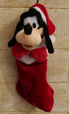 Rare DISNEY Goofy Head Plush Christmas Stocking Red Mittens Santa Hat 22