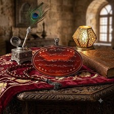 Original Hand Engraved Islamic Calligraphy Carnelian Talismanic Sufi Pendant picture