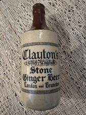 Antique Vtg “Clayton’s” Old English Stone Ginger Beer Bottle London & Branches picture