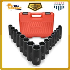 Neiko 1/2' Drive Deep Impact Socket Set 15 Piece Metric 10-24mm Chrome Vanadium picture