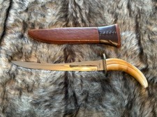 Butch Beaver Custom Wart Hog Fighter Knife With Custom Leather Sheath picture