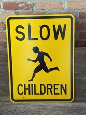Vintage Slow Children At Play Sign 18x24 Reflective Heavy Aluminum Man Cave picture