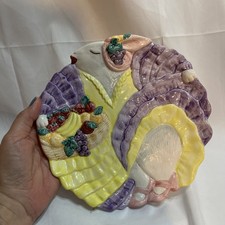 Vintage OCI Omnibus Fitz and Floyd Easter Bunny Canape Plate Carmen Miranda 1990 picture