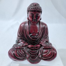 Heavy Red Cast Resin Seated Buddha Meditation Statue Asian Home Decor FAST SHIP picture