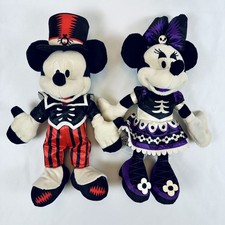 Disney Mickey and Minnie Halloween Plush Set of 2 in Spooky Costumes, Clean picture