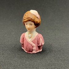Vintage Avon 1982 American Fashion Silhouette Porcelain Thimble Lady Circa 1900 picture