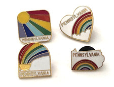 Vintage Pennsylvania Travel Souvenir State Logo 80's Rainbow Pot of Gold Lot 4 picture