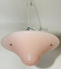 1930's Macbeth Evans Art Deco Pink Glass Hanging Ceiling Shade 11 1/4