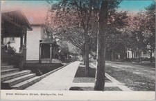 West Mechanic Street Shelbyville Indiana IN Houses Tree Sidewalk 1910 Postcard picture