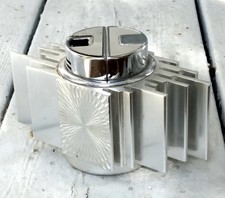 MCM 1960s Sarome Piezo Brutalist Aluminum Geometric Sunburst  Gas Table Lighter picture
