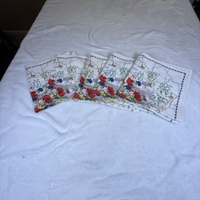 Vintage Vony France Tea Towels Set of 5 Floral Map Kitchen Linens MCM Decor picture