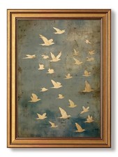 Artuloy Vintage Gold Framed Wall Art, Flying Bird Pictures Wall Decor, Modern picture