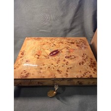 VTG Italian Sorrento Inlaid Burl Wood Musical Jewelry Box Mandolin Lute Motif picture