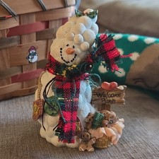 Vintage K's Collection Snowman Figurine With Welcome Bird Sign Gift Decor  picture