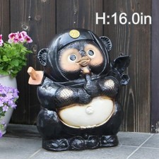 Shigaraki Ware Black Ninja Tanuki Raccoon Dog Statue Pottery Lucky Charm NEW picture