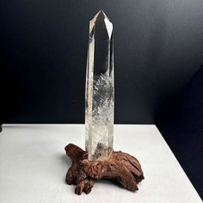 1.94LB Natural White Quartz Obelisk Energy Crystal Point Wand Reiki Decor+Stand picture