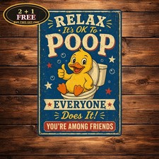 Funny Bathroom Are You Pooping Restroom Toilet Humorous Metal Sign picture