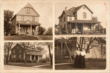 Lot of 4 Antique RPPC Postcards Unused AZO 1910s 1920s Houses Porch Portraits picture