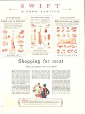 1926 Swift Food Service Vintage Print Ad Shopping For Meats Housewife Butcher picture