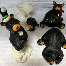 Lot of 4 Vintage Bearfoots Black Bear Figurines Jeff Fleming Big Sky Carvers picture
